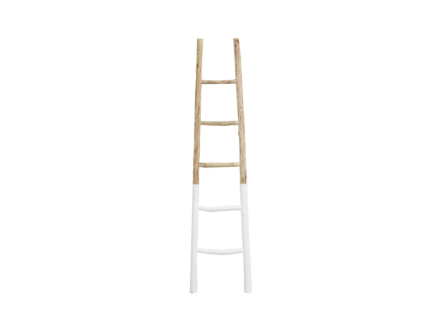 Echelle en bois naturel et blanc