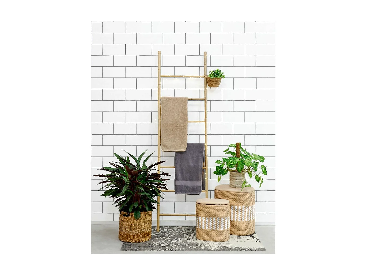 Echelle porte-serviettes en bambou naturel