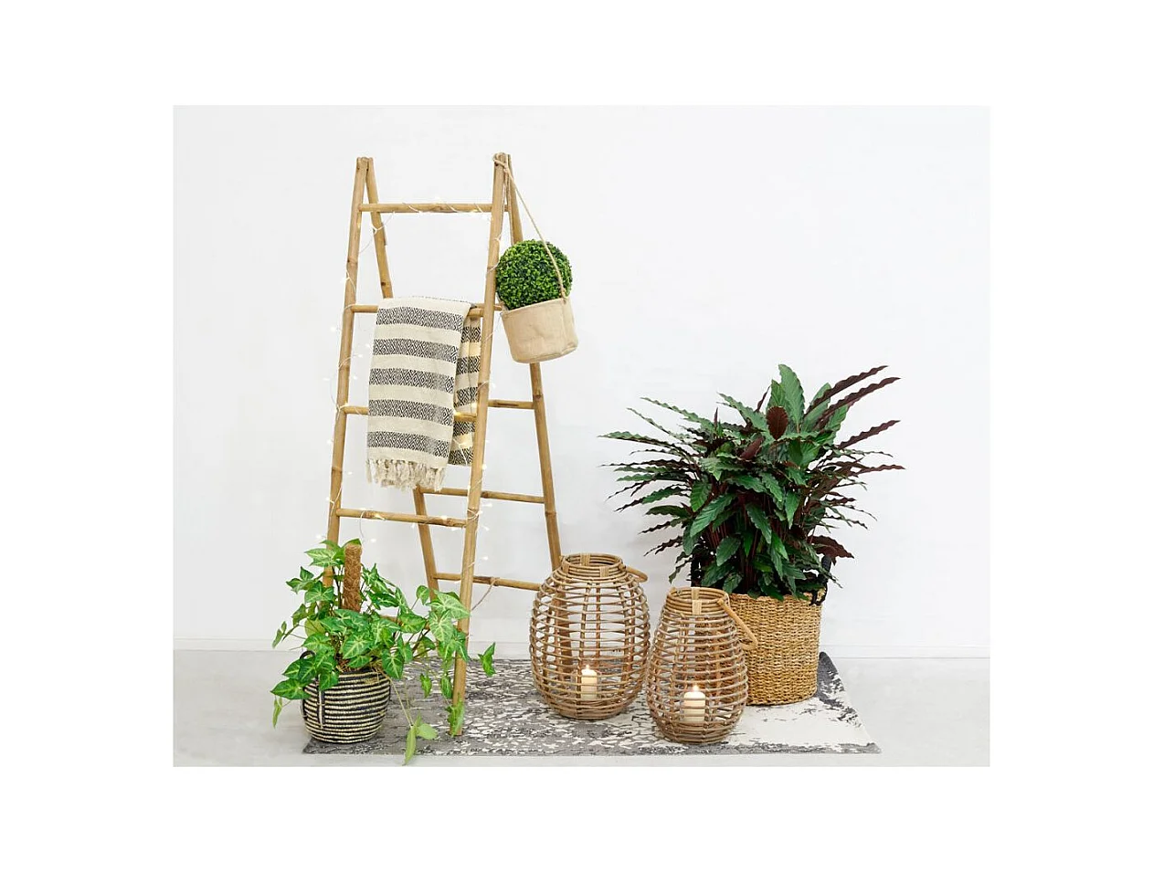 Double échelle en bambou