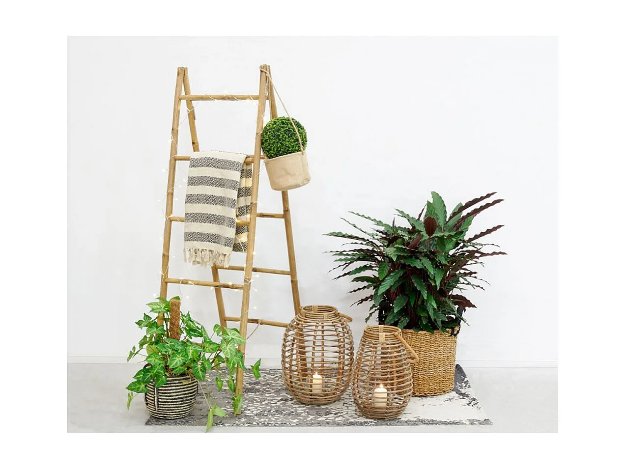 Double échelle en bambou