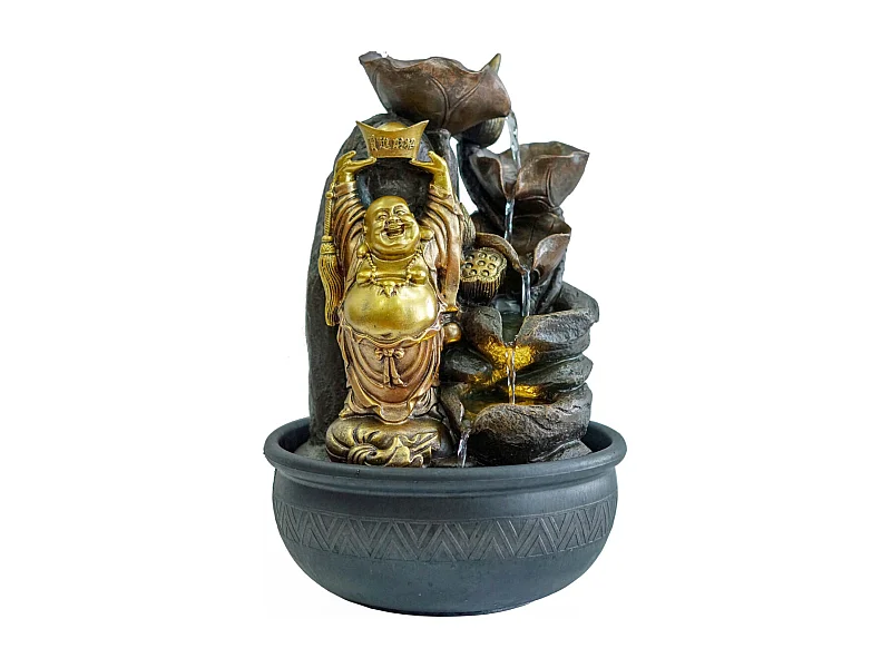 Fontaine d"intérieur en résine bouddha et cascade