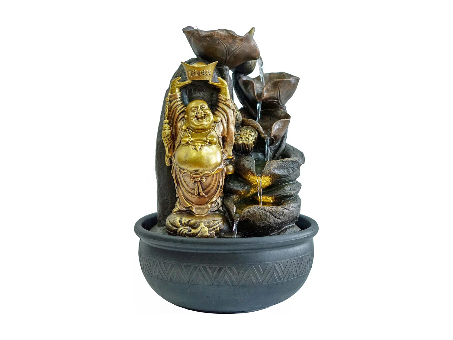 Fontaine d"intérieur en résine bouddha et cascade