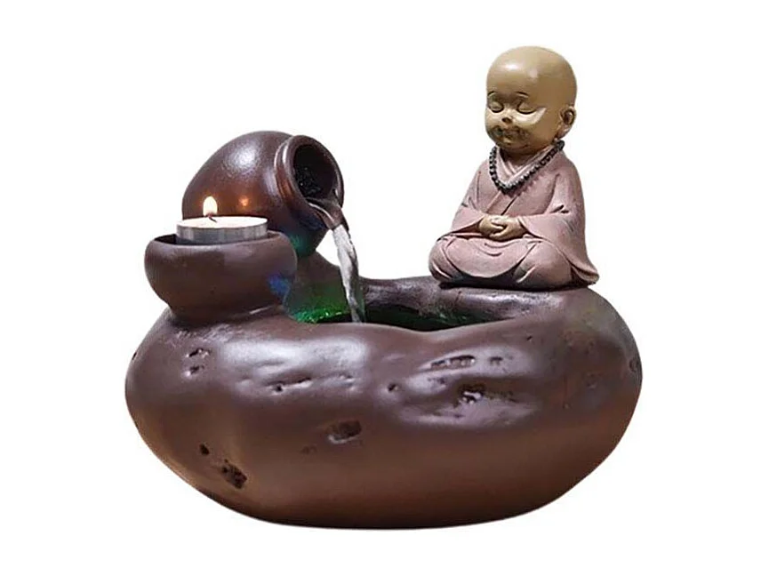 Fuente de interior de resina Buda Medina