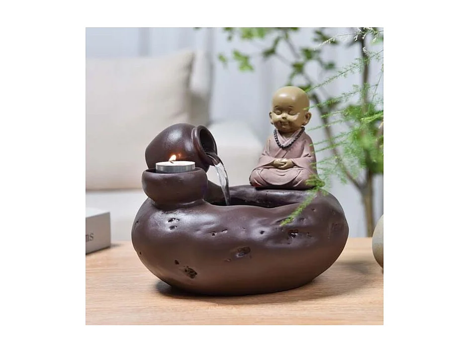 Fuente de interior de resina Buda Medina