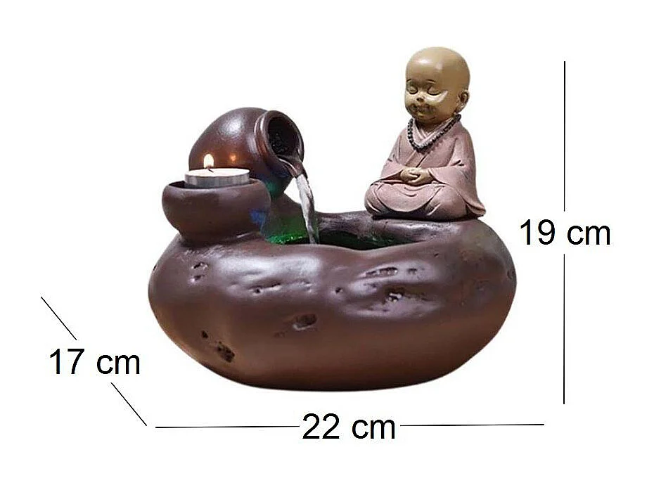 Fuente de interior de resina Buda Medina