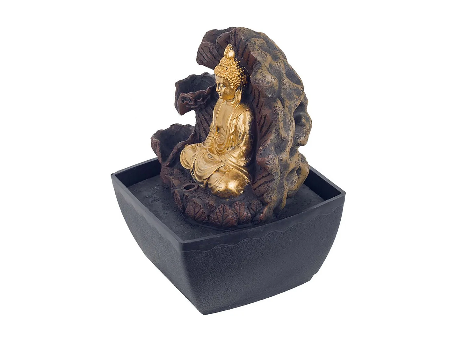 Fontana da interno in resina Buddha e roccia