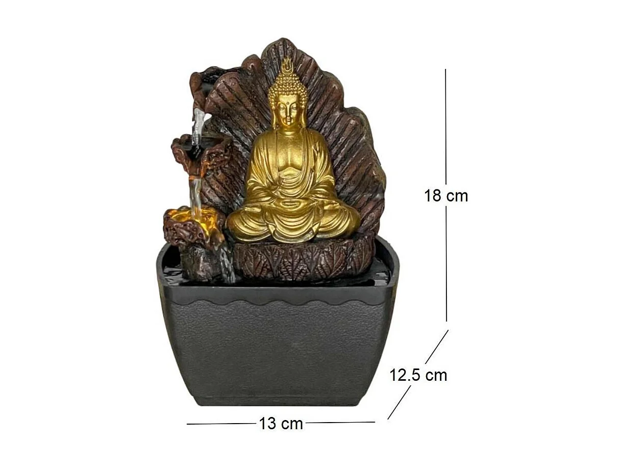 Fontana da interno in resina Buddha e roccia