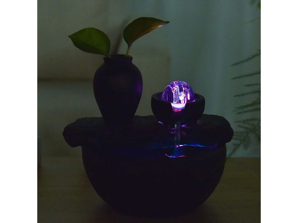 Fontana in resina per interni con LED Silice