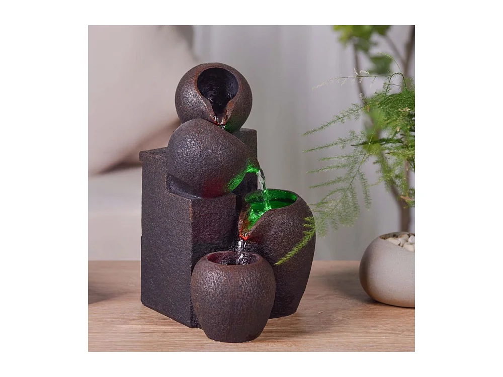 Fontana Zen in resina con LED Luba