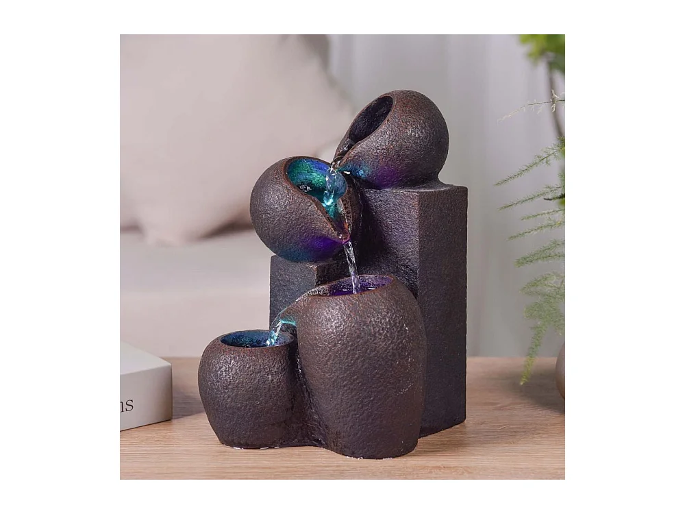 Fontana Zen in resina con LED Luba