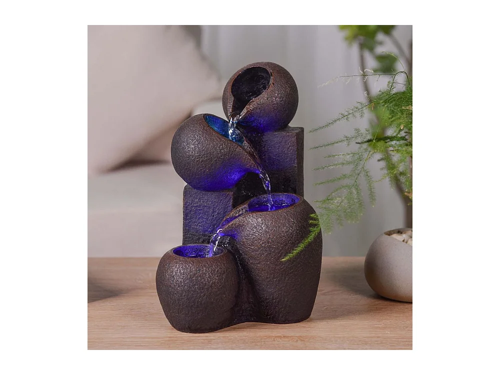 Fontana Zen in resina con LED Luba