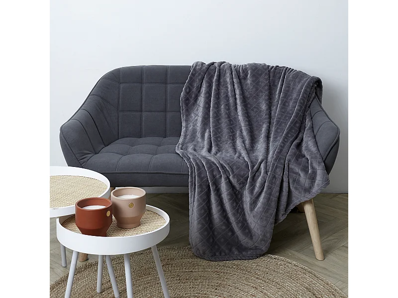 Plaid Embosse Gris 140x200cm Gris