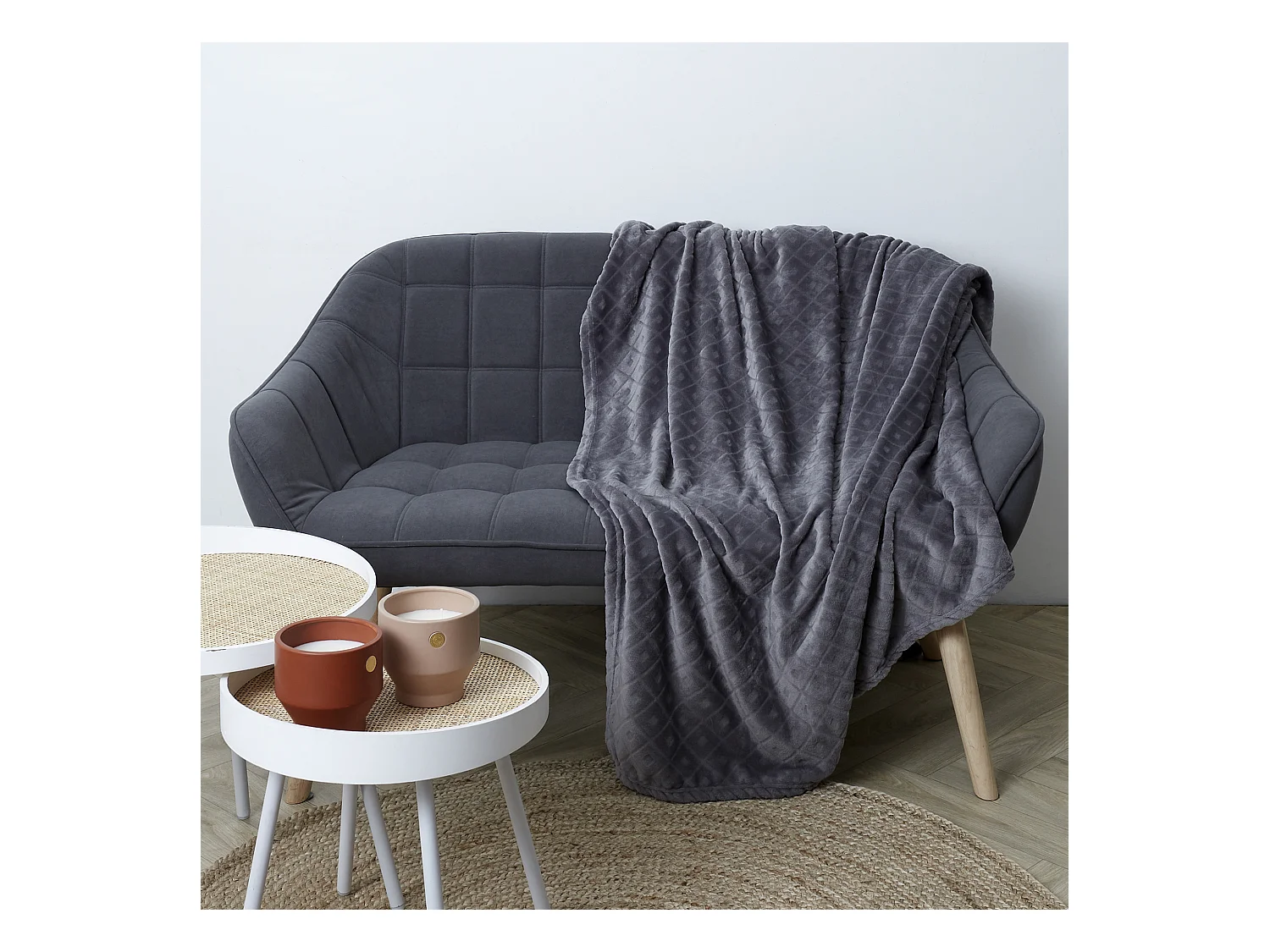 Plaid Embosse Gris 140x200cm Gris