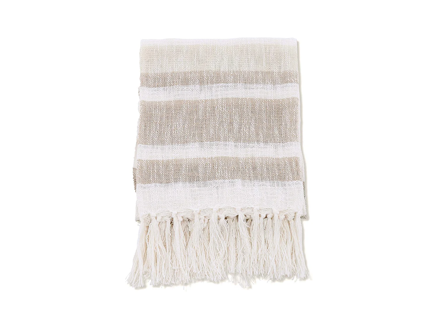 Plaid à Franges "Sandy" 130x170cm Beige & Marron