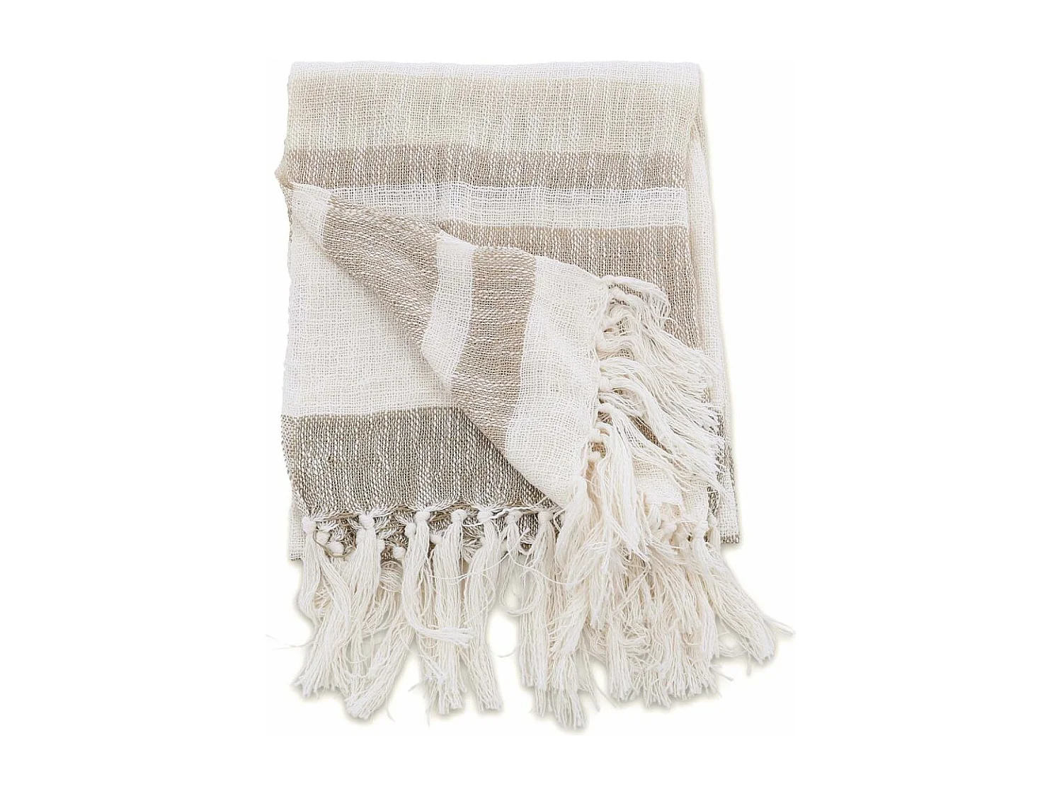 Plaid à Franges "Sandy" 130x170cm Beige & Marron