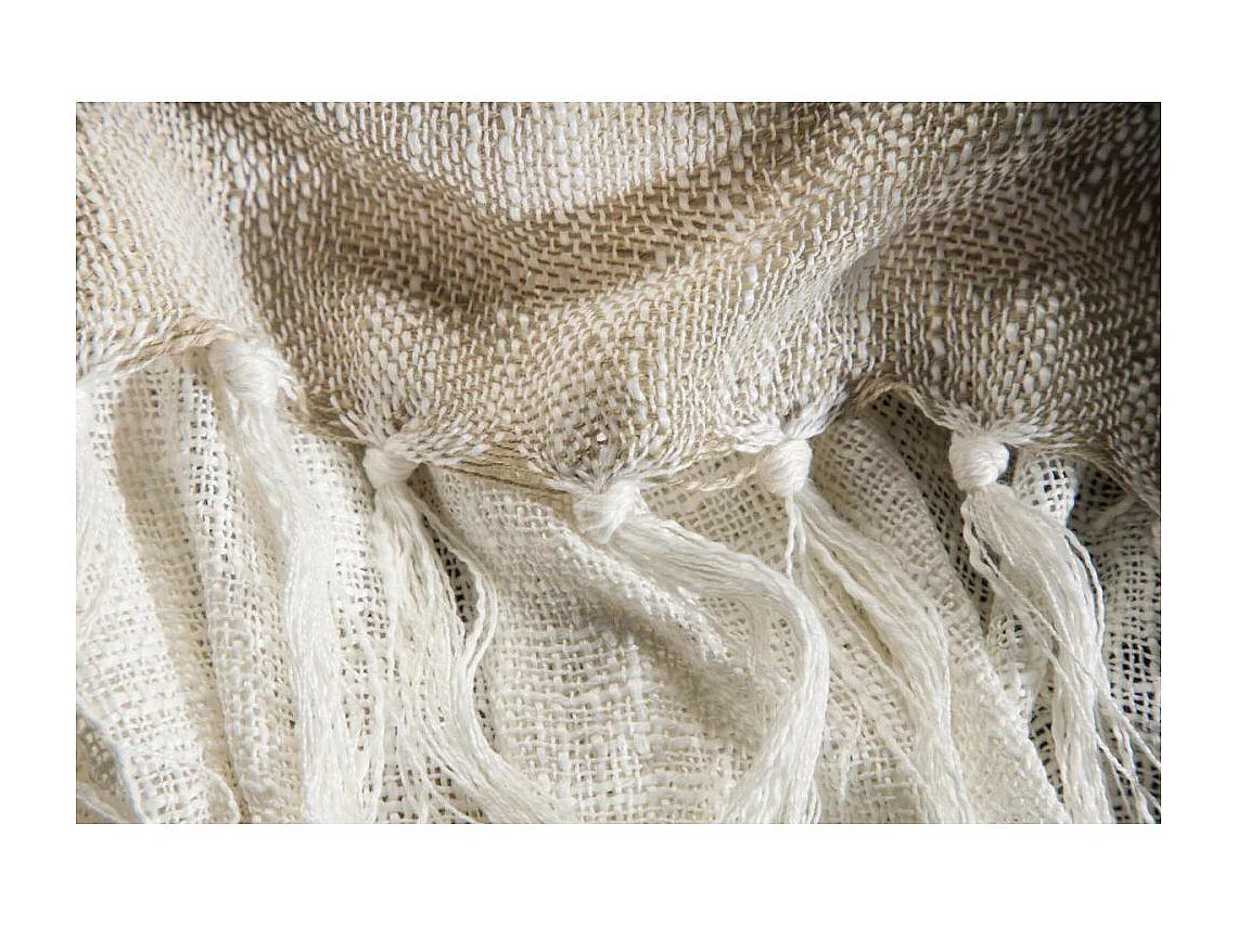 Plaid à Franges "Sandy" 130x170cm Beige & Marron