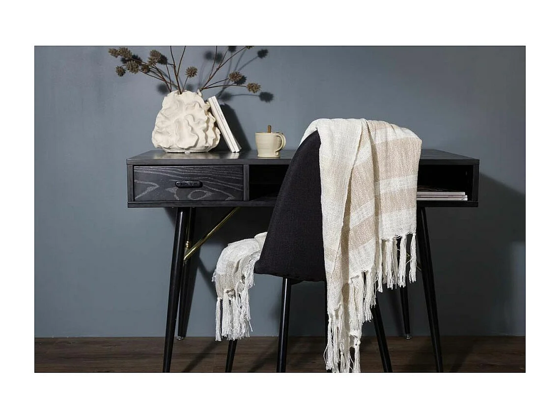 Plaid à Franges "Sandy" 130x170cm Beige & Marron