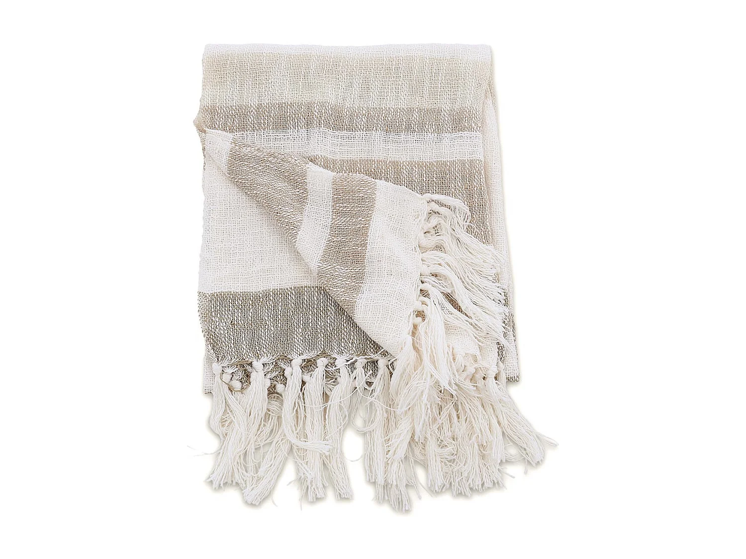 Plaid à Franges "Sandy" 130x170cm Beige & Marron