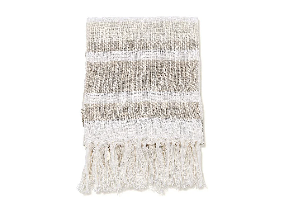 Plaid à Franges "Sandy" 130x170cm Beige & Marron