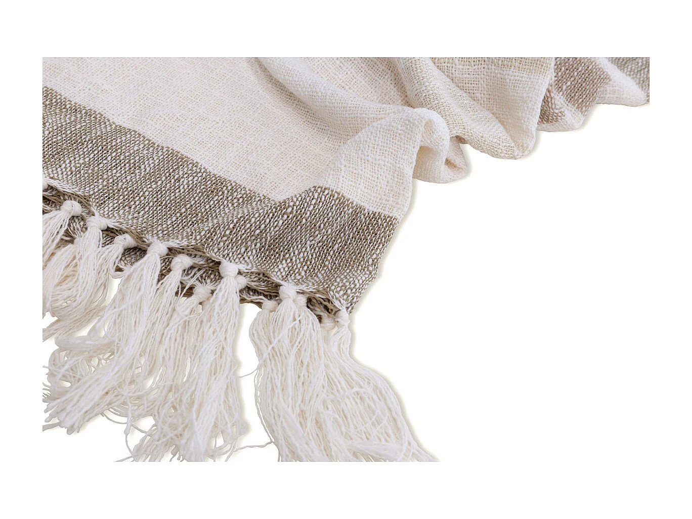 Plaid à Franges "Sandy" 130x170cm Beige & Marron