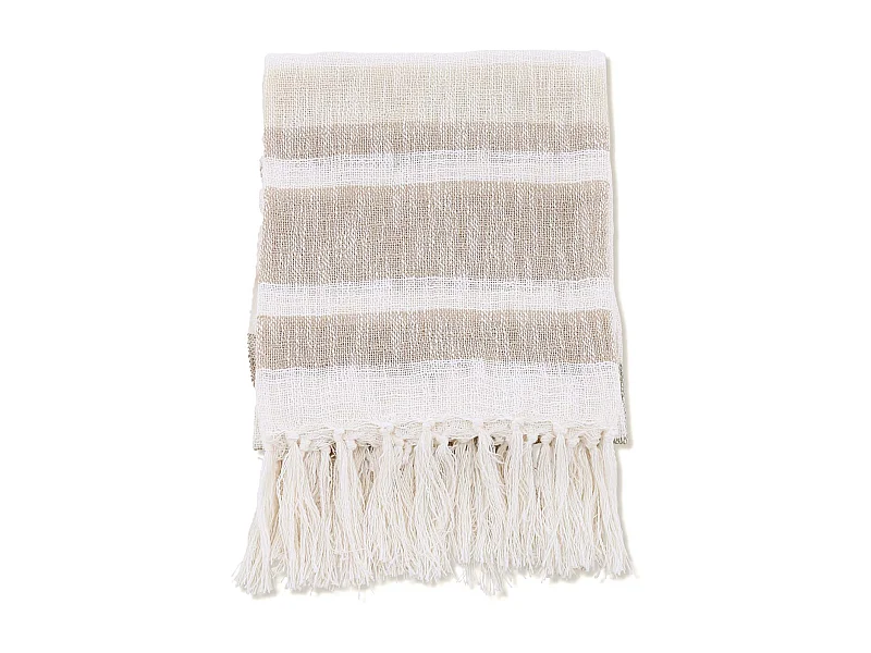 Plaid à Franges "Sandy" 130x170cm Beige & Marron