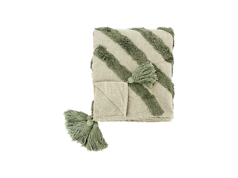 Plaid en coton tufté vert