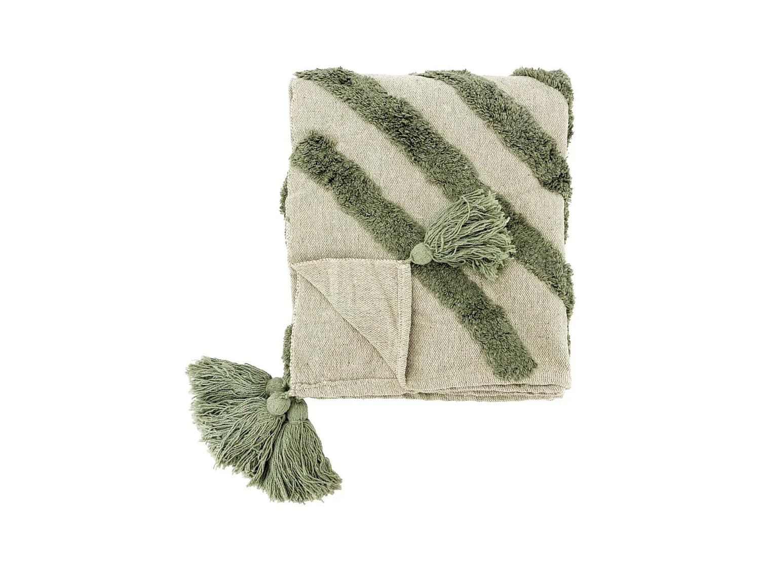 Plaid en coton tufté vert