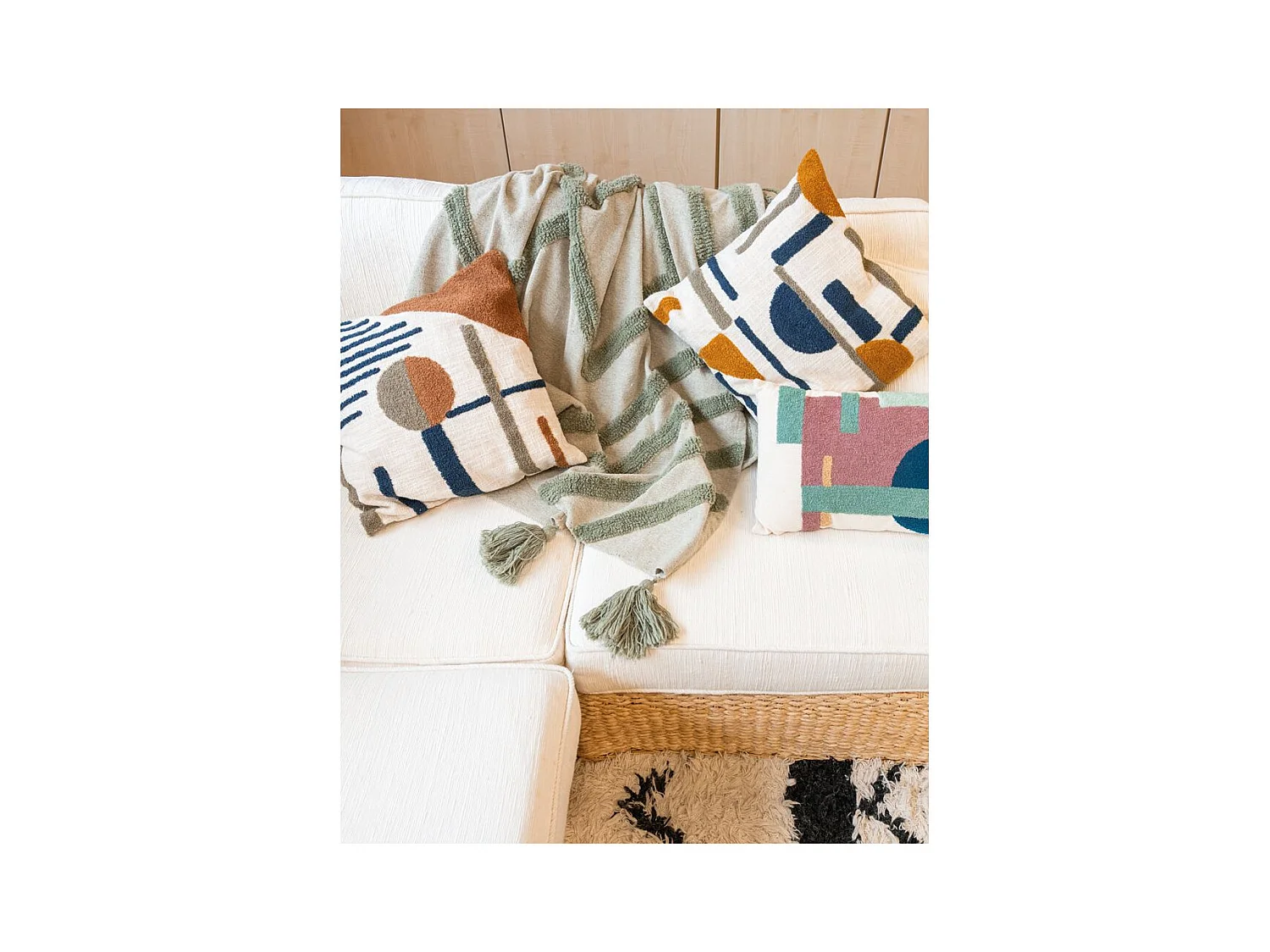 Plaid en coton tufté vert