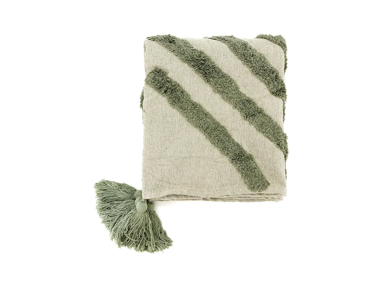 Plaid en coton tufté vert