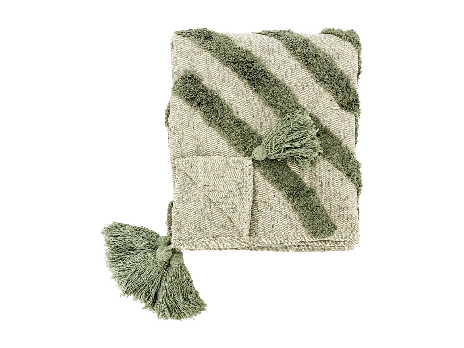 Plaid en coton tufté vert