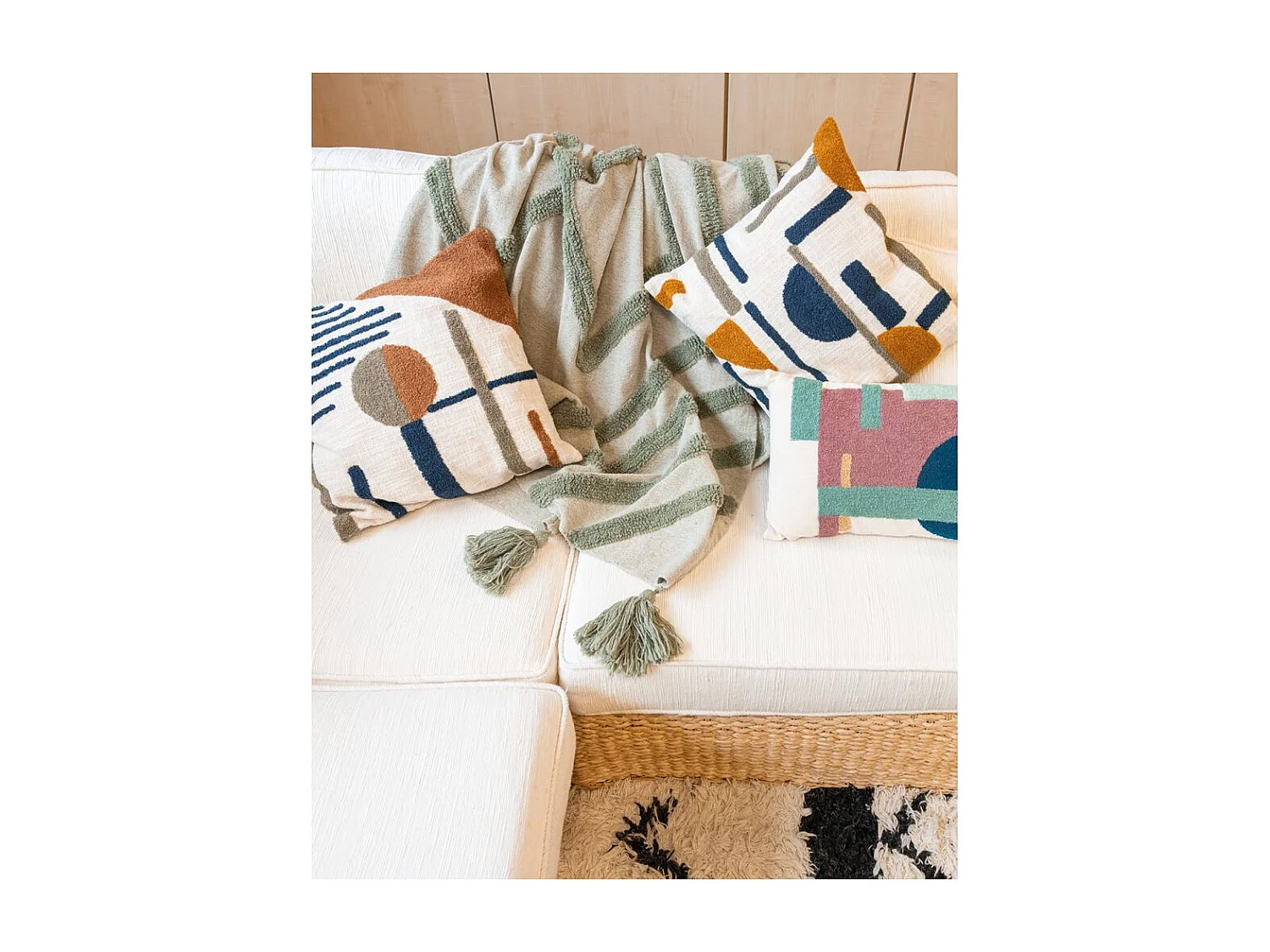 Plaid en coton tufté vert