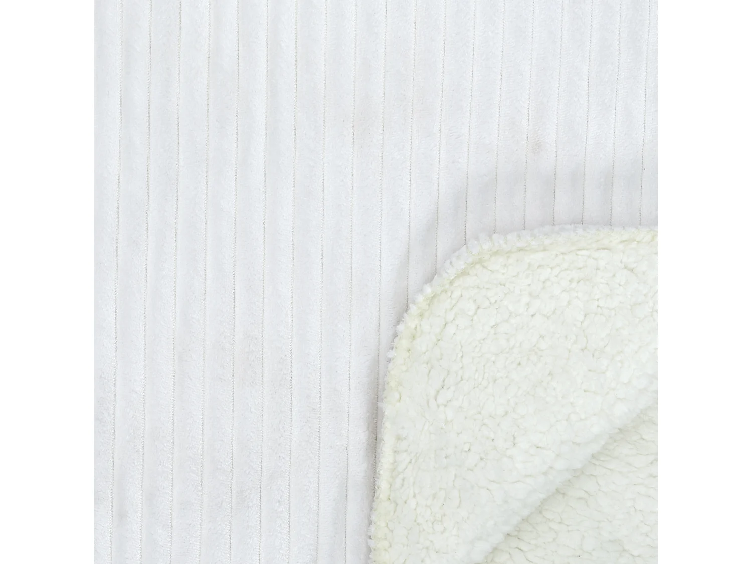 Plaid Flanelle Cotele Sherpa Ecru 180x220cm Blanc