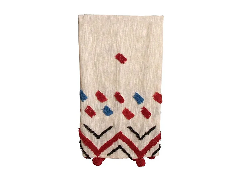 Plaid à pompons en coton tufté