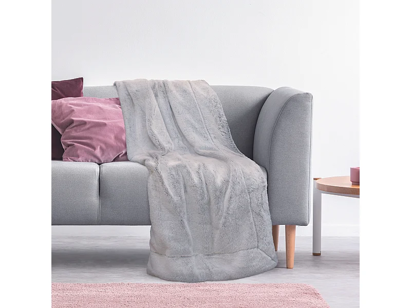 Plaid Imitation Fourrure Xxl 140x200cm Gris