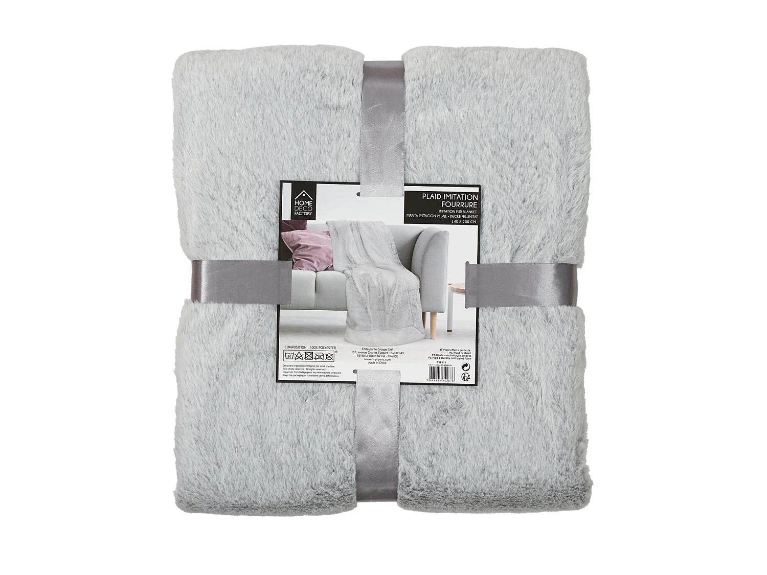 Plaid Imitation Fourrure Xxl 140x200cm Gris