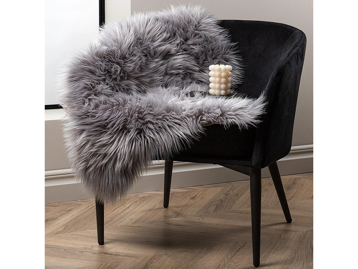 Tapis Imitation Fourrure "Katy" 60x90cm Gris