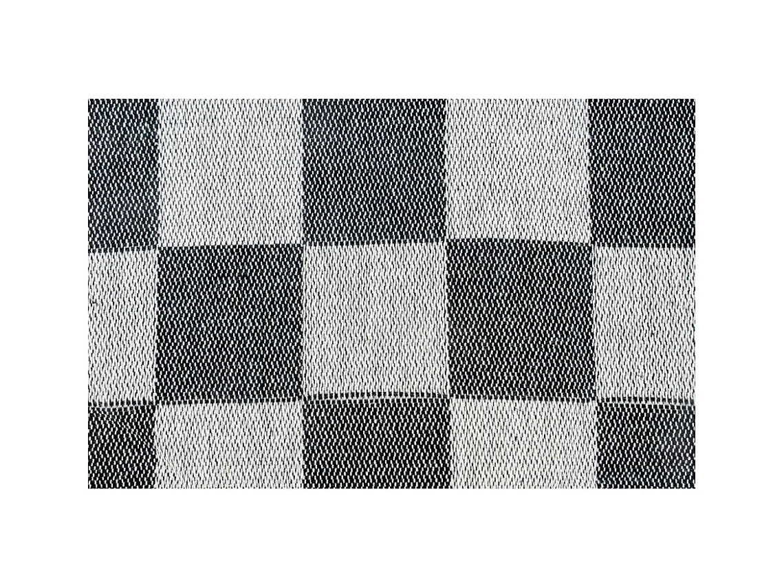 Plaid en coton damier gris avec franges