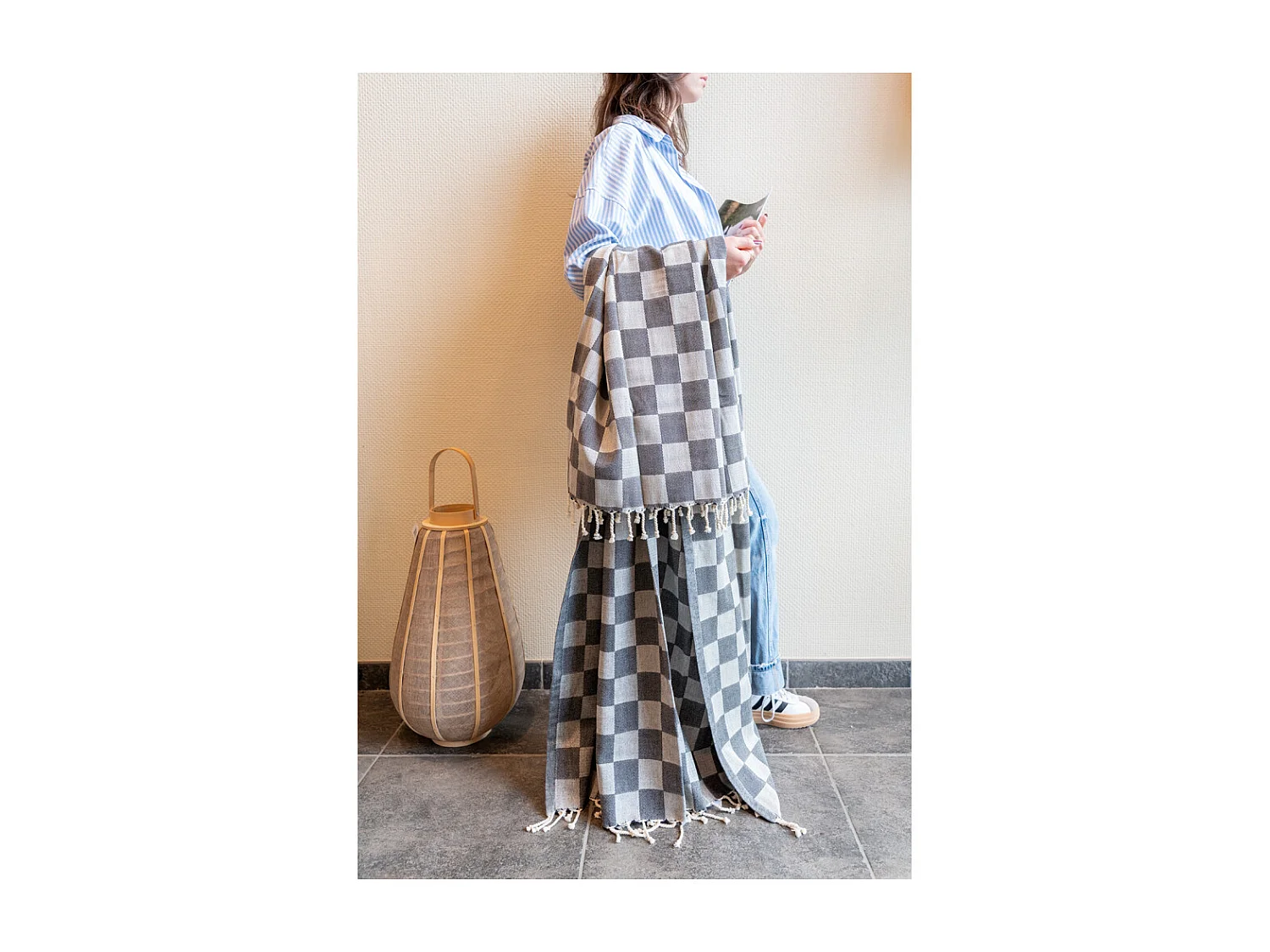 Coperta in cotone a scacchiera