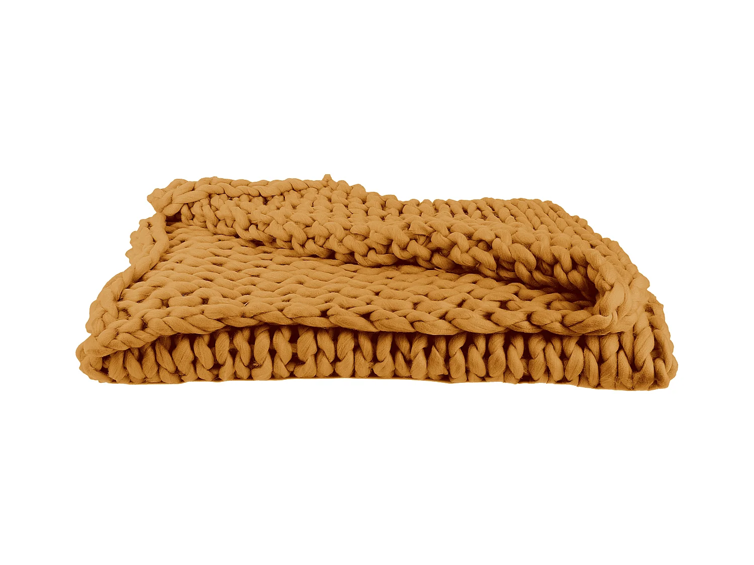 Plaid Grosse Maille Chunky Jaune 120x150cm Jaune