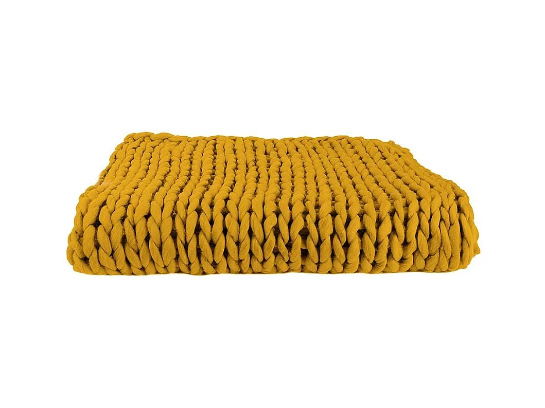 Plaid Grosse Maille Chunky Jaune 120x150cm Jaune