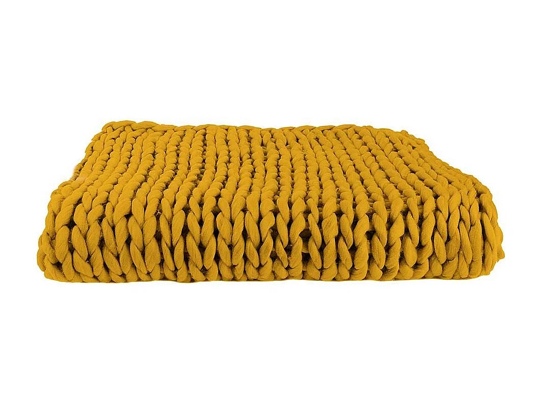 Plaid Grosse Maille Chunky Jaune 120x150cm Jaune