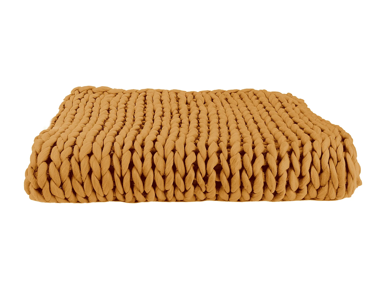 Plaid Grosse Maille Chunky Jaune 120x150cm Jaune