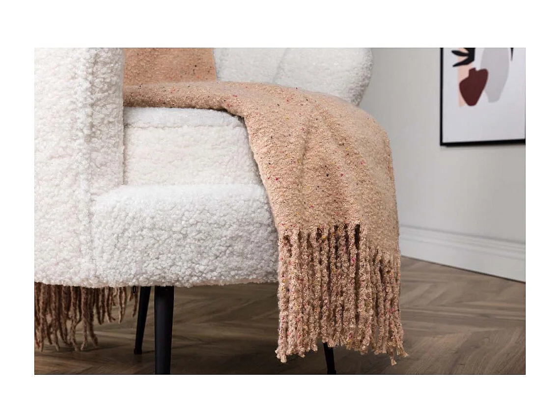 Plaid à Franges "Tilly" 130x170cm Beige