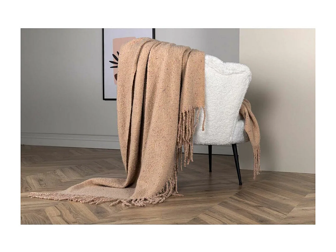 Plaid à Franges "Tilly" 130x170cm Beige