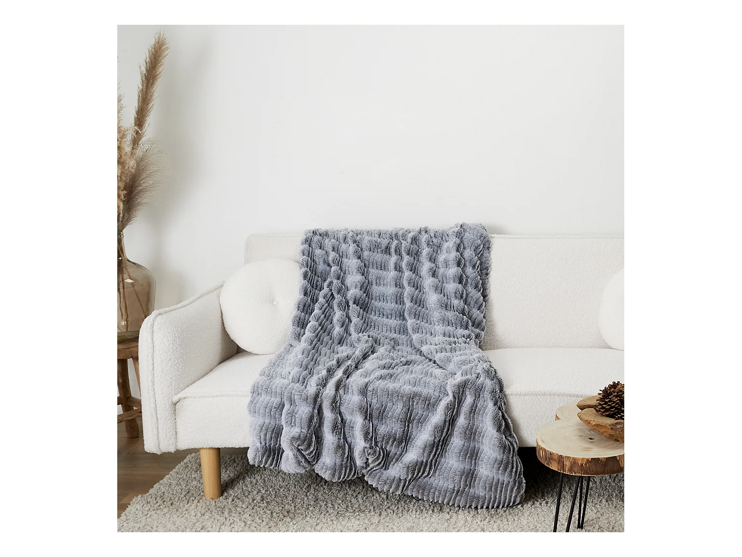 Plaid Imit Fourrure Opulence Gris 120x150cm Gris