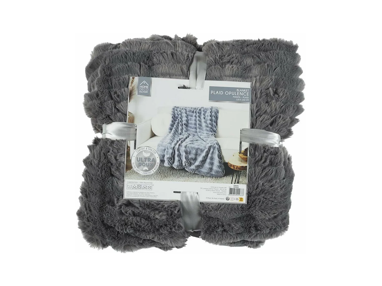 Plaid Imit Fourrure Opulence Gris 120x150cm Gris