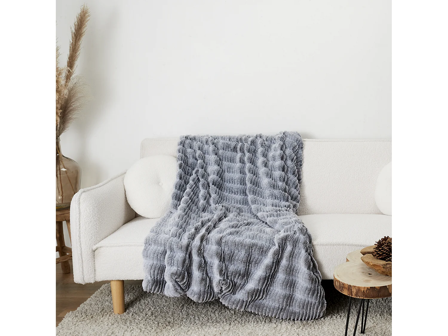 Plaid Imit Fourrure Opulence Gris 120x150cm Gris