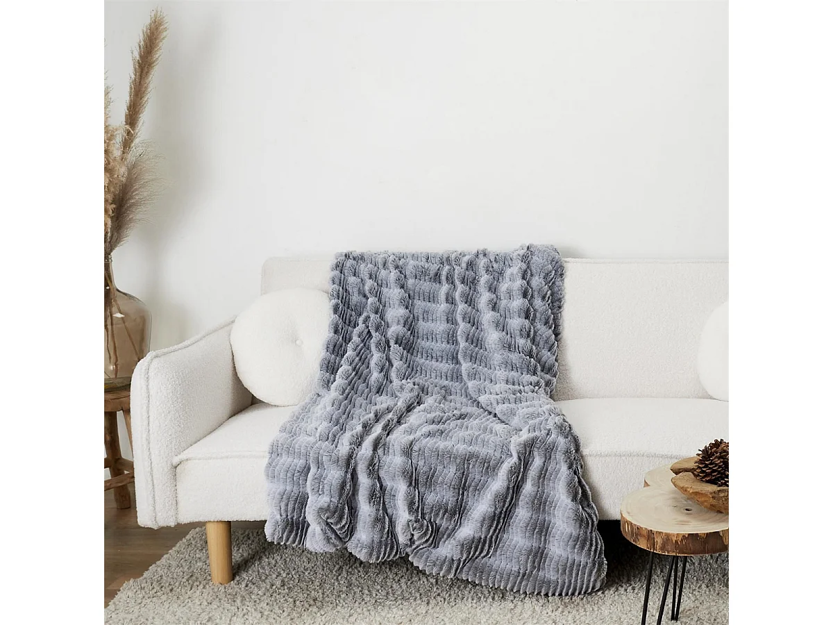 Plaid Imit Fourrure Opulence Gris 120x150cm Gris