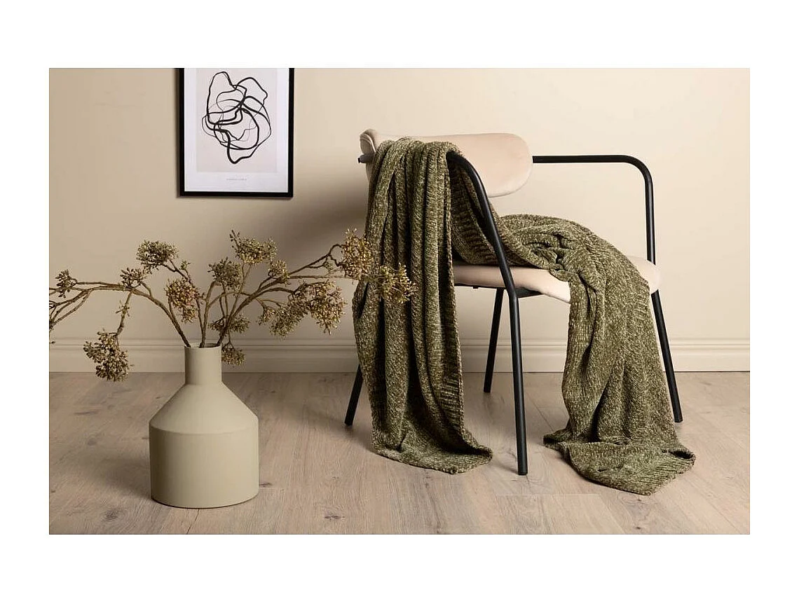 Plaid Chenille "Ally" 130x170cm Vert Mousse