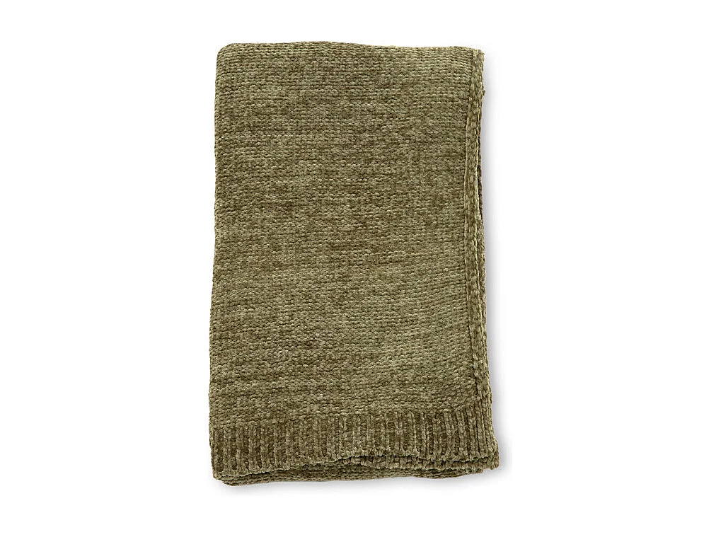 Plaid Chenille "Ally" 130x170cm Vert Mousse